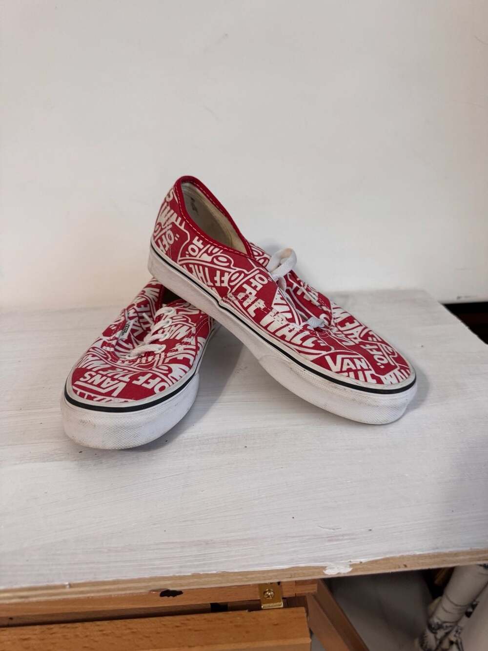 Vans Authentic OTW Repeat Red and White Graphic Canvas Sneakers
